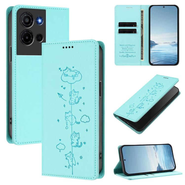 Cute Cats Embossed Magnetic RFID Vegan Leather Phone Case, For TCL K70 4G / K70 Power 4G, For TCL NxtPaper 70 Pro 5G, For TCL K32 5G / K33 5G, For TCL NxtPaper 60 Ultra 5G, For TCL 60 SE NxtPaper 5G, For TCL 50 LE / TCL K23 / TCL K24                   ...