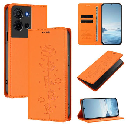 Cute Cats Embossed Magnetic RFID Vegan Leather Phone Case, For TCL K70 4G / K70 Power 4G, For TCL NxtPaper 70 Pro 5G, For TCL K32 5G / K33 5G, For TCL NxtPaper 60 Ultra 5G, For TCL 60 SE NxtPaper 5G, For TCL 50 LE / TCL K23 / TCL K24                   ...