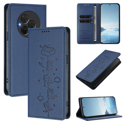 Cute Cats Embossed Magnetic RFID Vegan Leather Phone Case, For TCL K70 4G / K70 Power 4G, For TCL NxtPaper 70 Pro 5G, For TCL K32 5G / K33 5G, For TCL NxtPaper 60 Ultra 5G, For TCL 60 SE NxtPaper 5G, For TCL 50 LE / TCL K23 / TCL K24                   ...