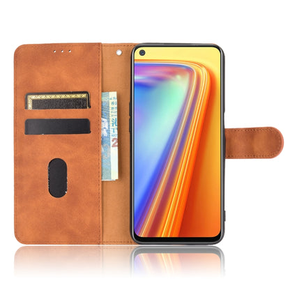Brown PU leather magnetic flip phone case with card slot window and wallet pocket