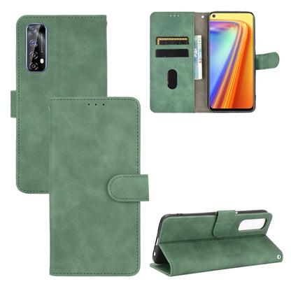 Green PU leather magnetic flip phone case with card slots and wallet pocket, horizontal view