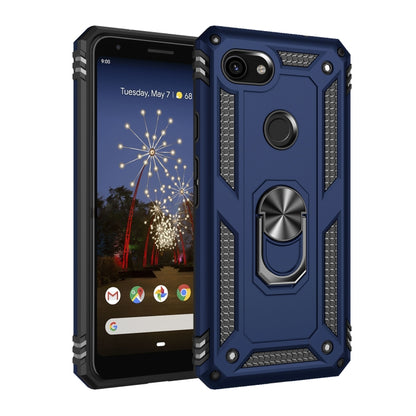 Shockproof phone case with rotating ring holder, rugged TPU+PC, blue