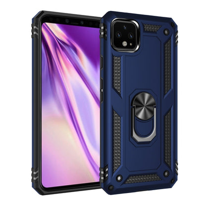 Shockproof phone case with rotating ring holder, rugged TPU+PC, blue