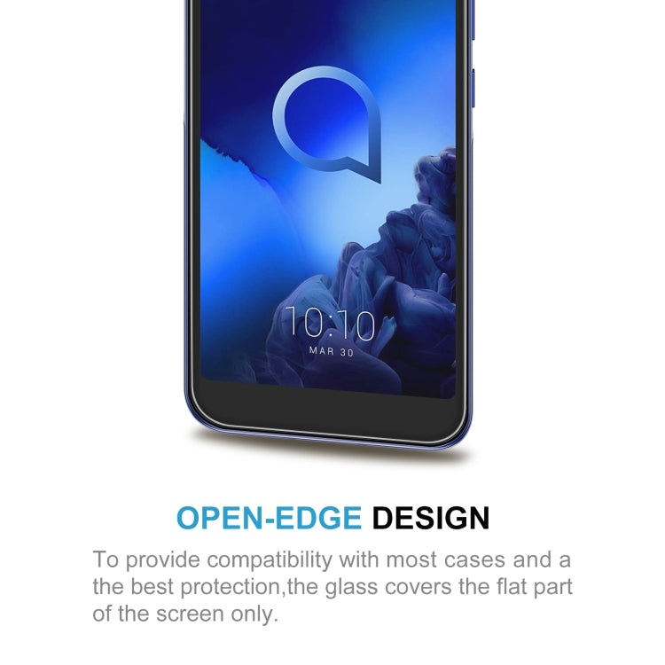 Open-edge tempered glass screen protector covering the flat screen area