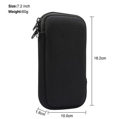 Black padded phone storage pouch with zipper closure, compact size.