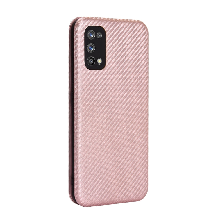 Pink carbon-fiber textured flip phone case with camera cutouts