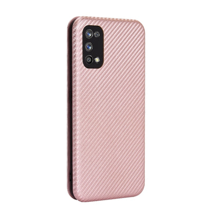 Pink carbon-fiber textured flip phone case with camera cutouts