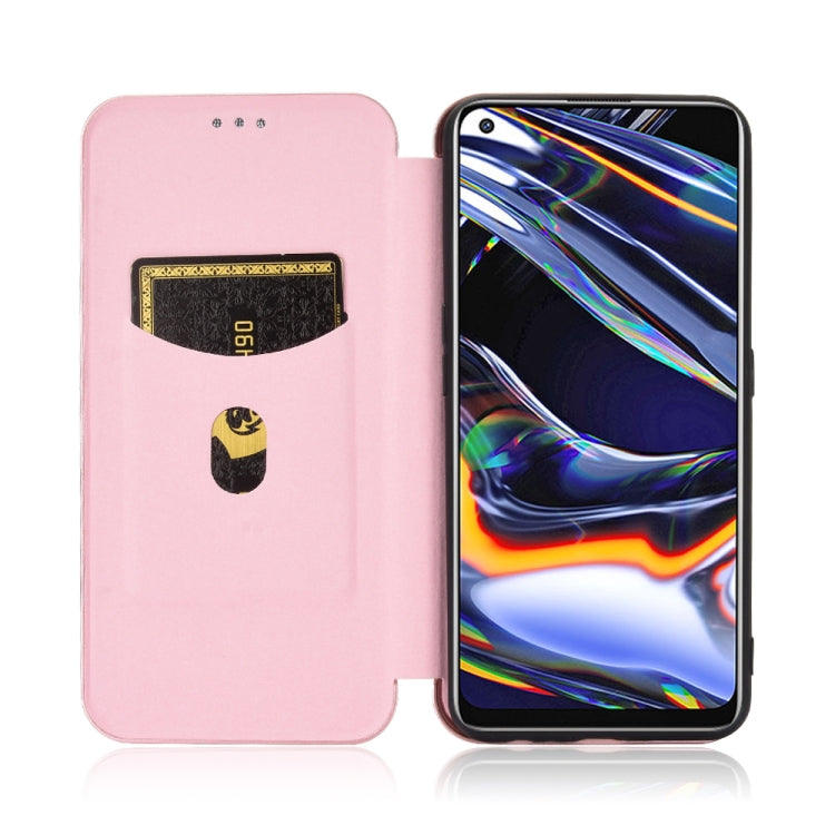 Pink magnetic flip phone case with card slot and stand for angled viewing