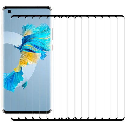 Pack of curved tempered glass screen protectors shown stacked for phone display