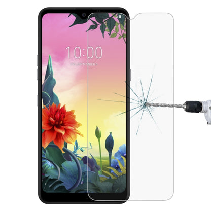 9H tempered glass screen protector for LG smartphone, shattered display visible behind