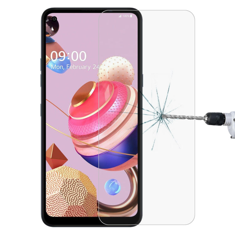 9H tempered glass screen protector for LG smartphone, broken screen visible behind