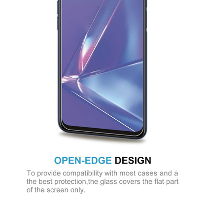 Tempered glass screen protector with open-edge design covering flat screen area