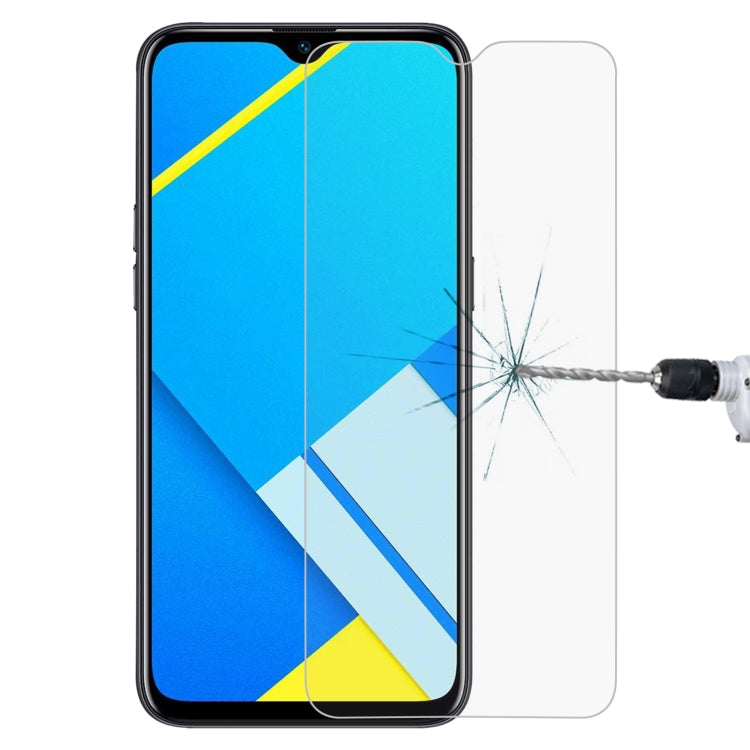 Clear tempered glass screen protector over a blue smartphone screen with impact
