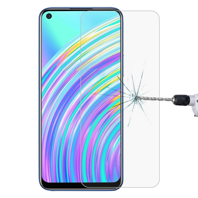 Clear tempered glass screen protector with curved edge over colorful smartphone display