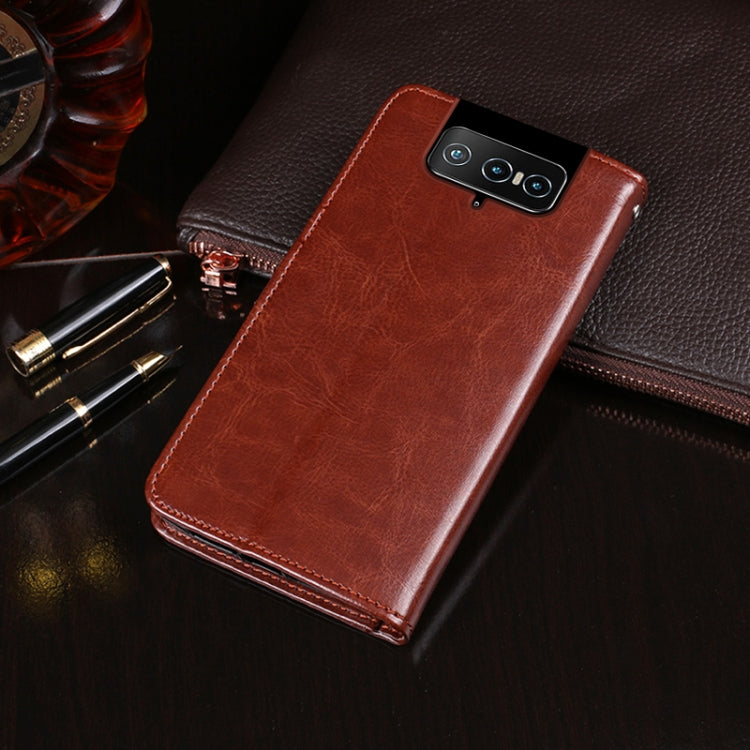 Crazy horse leather wallet flip phone case with card holder, brown finish