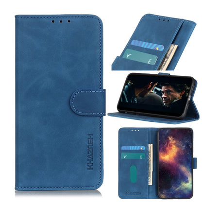 Blue flip wallet phone case with card slots and holder, cover flipped open