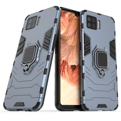 Shockproof phone case with magnetic ring holder, navy blue and gray, for mobile phone
