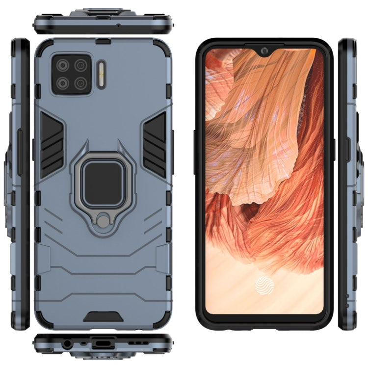 Shockproof phone case with magnetic ring holder, navy blue, protective bumper and ring