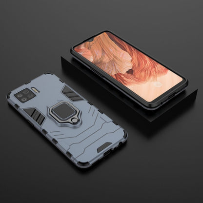 Shockproof phone case with magnetic ring holder, gray/black, lying back and front