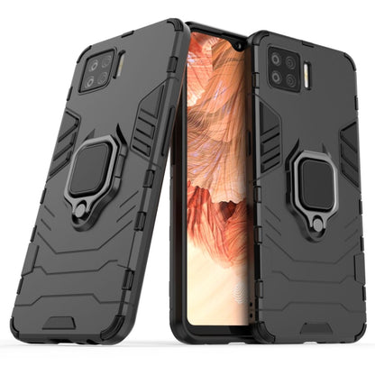 Shockproof phone case with magnetic ring holder, dark gray, dual-view with protective corners