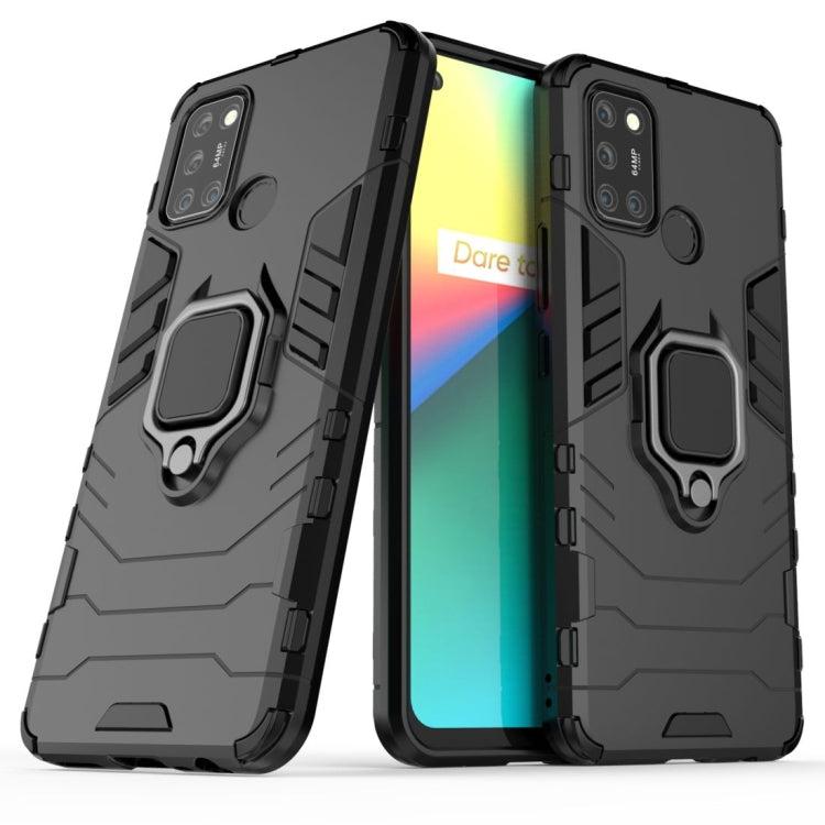 Black shockproof TPU case with magnetic ring holder and raised camera covers
