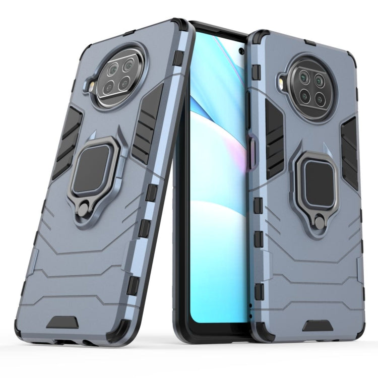Light gray shockproof TPU case with magnetic ring holder and raised camera covers