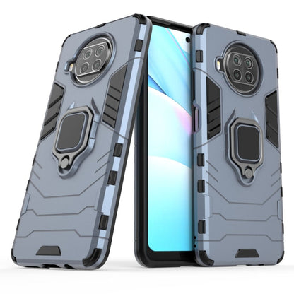 Light gray shockproof TPU case with magnetic ring holder and raised camera covers
