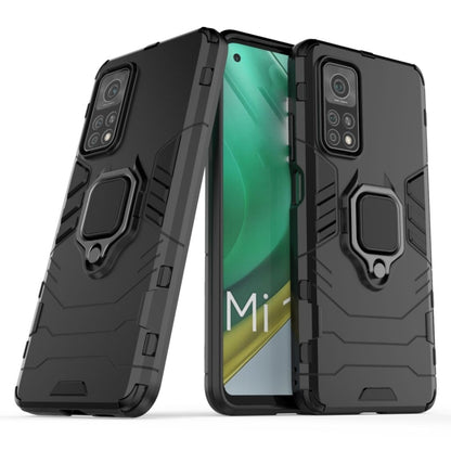 Black shockproof TPU case with magnetic ring holder and raised camera covers