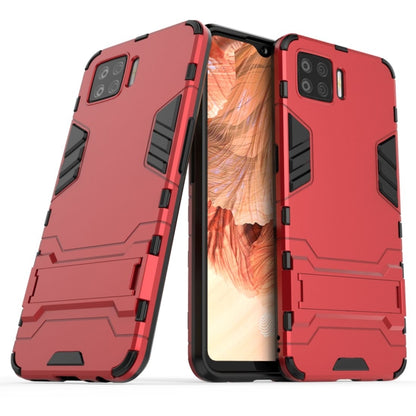 Red shockproof phone case with invisible holder, rugged armor style and camera cutouts.