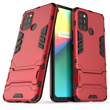 Red PC + TPU shockproof phone case with invisible holder, rugged bumper edges