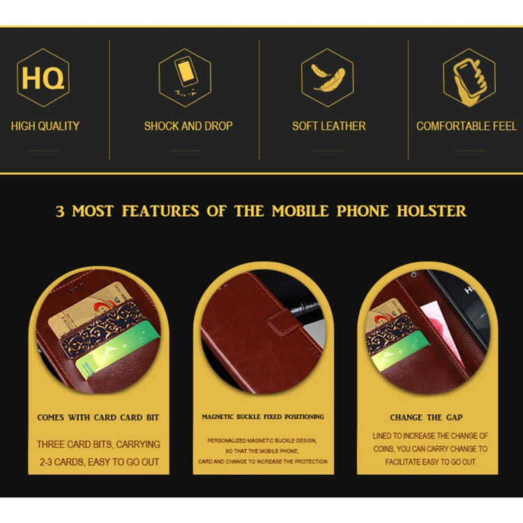 Leather mobile phone holster wallet case with card slots and magnetic buckle closure