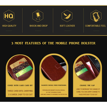 Leather mobile phone holster wallet case with card slots and magnetic buckle closure
