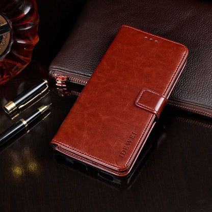 idewei Crazy Horse leather flip wallet case, red, with card slots and holder