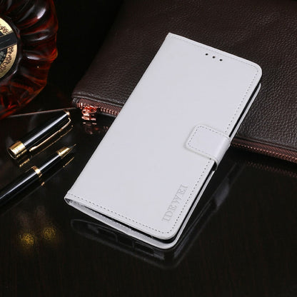White crazy-horse leather flip wallet phone case with card slots and holder