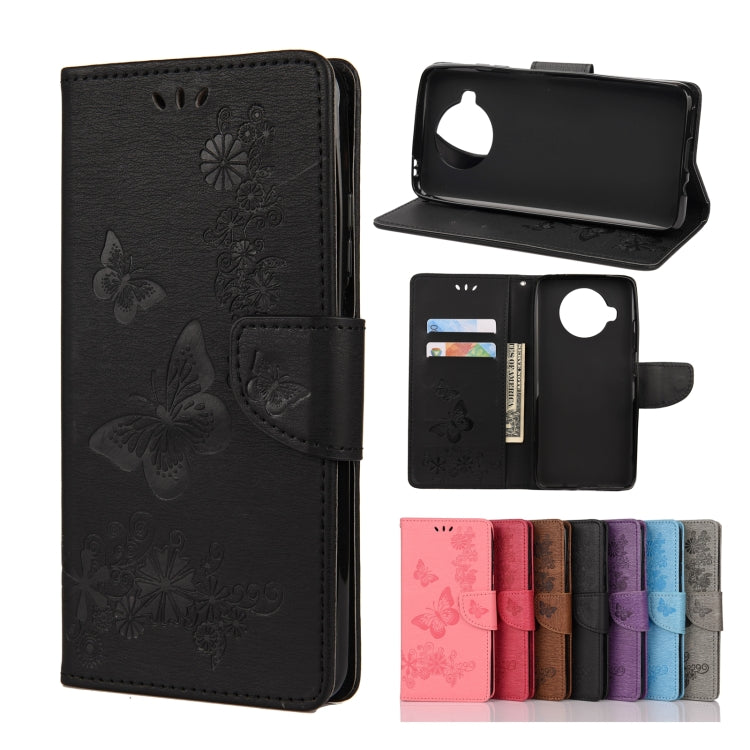 Black butterflies embossed flip leather phone case with card slots and wallet holder