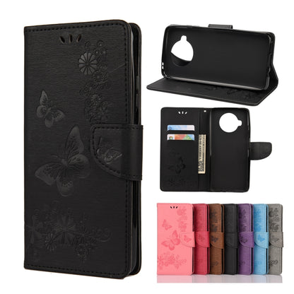 Black butterflies embossed flip leather phone case with card slots and wallet holder
