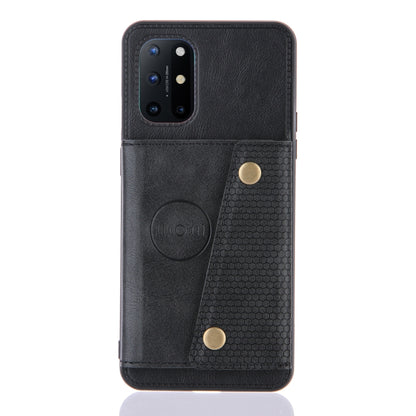 Black PU wallet phone case with card slots, camera cutout, and snap button