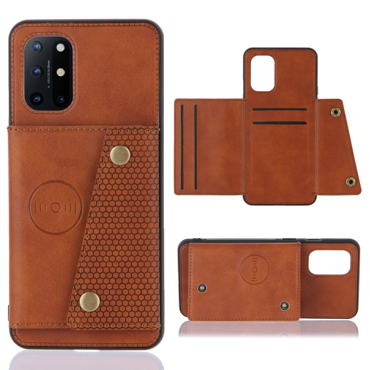 Light brown magnetic wallet phone case with card slots and fold-over cover