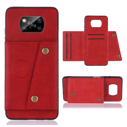 Red PU TPU magnetic phone case with card slots and wallet holder