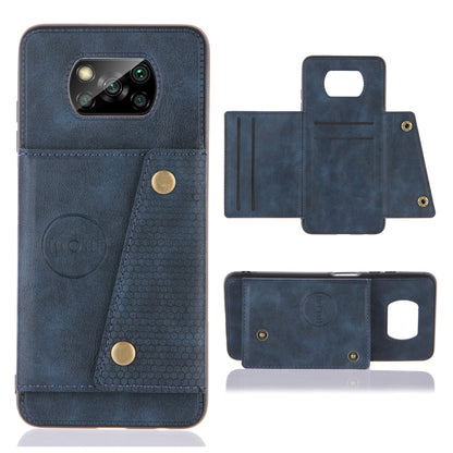 Blue PU TPU magnetic phone case with card slots and flip wallet holder