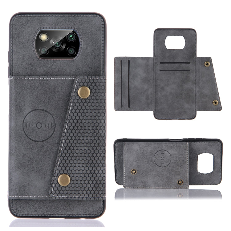 Gray PU TPU magnetic phone case with card slots and flip wallet holder