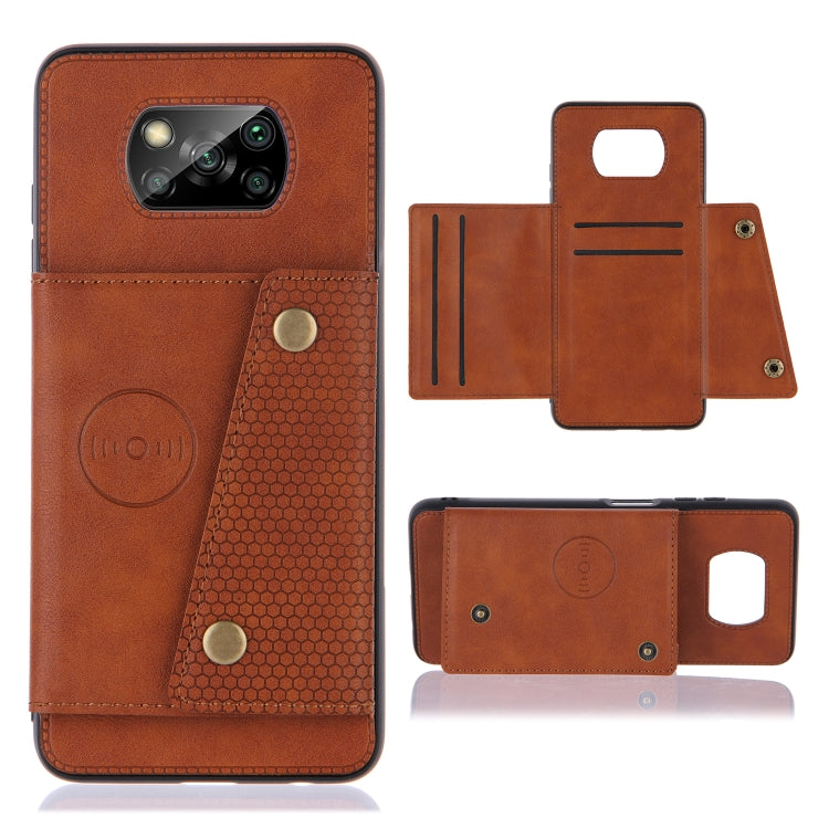 Light brown PU TPU magnetic phone case with card slots and flip wallet holder