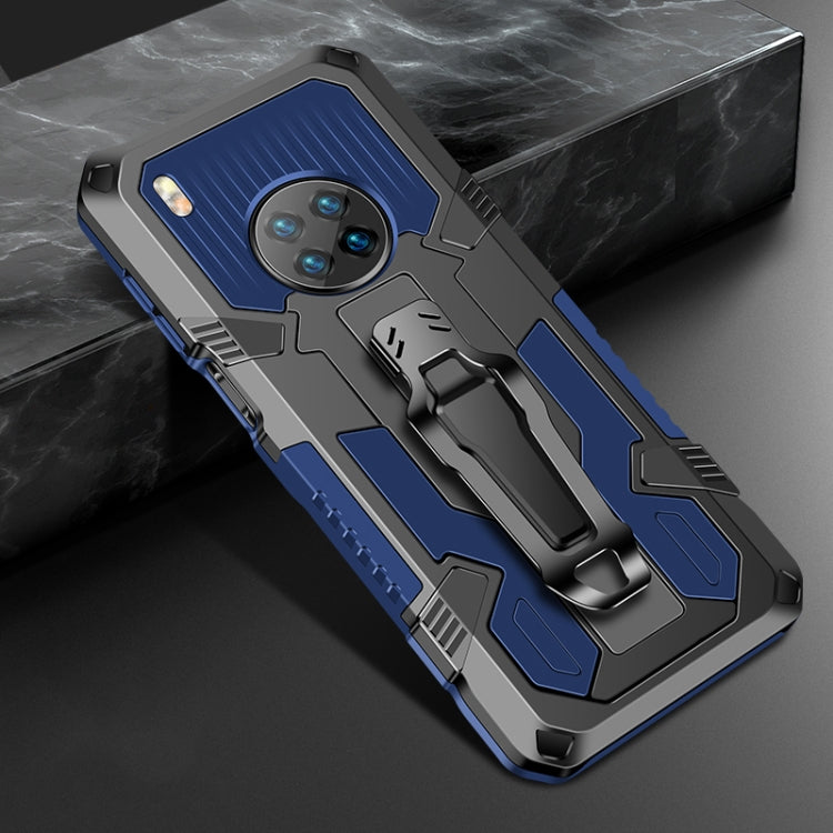 Blue rugged shockproof phone case with PC + TPU, armored corners and camera cutouts