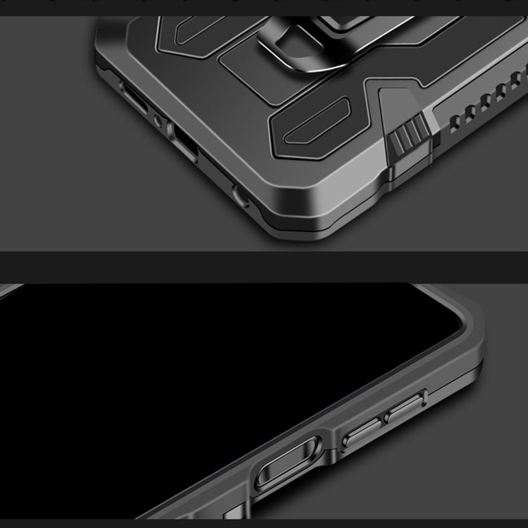 Rugged phone case close-up showing bottom port openings in dark gray
