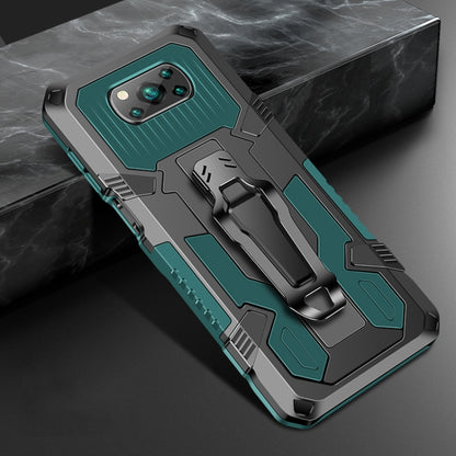 Rugged shockproof phone case with kickstand, teal and gray, raised armor frame and camera cutout