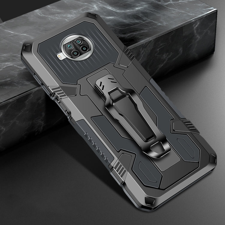Rugged shockproof phone case with kickstand, dark gray and charcoal, raised armor frame and camera lenses