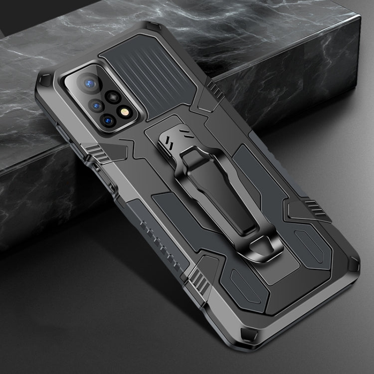 Rugged shockproof phone case with kickstand, dark gray and charcoal, textured back and camera cutout