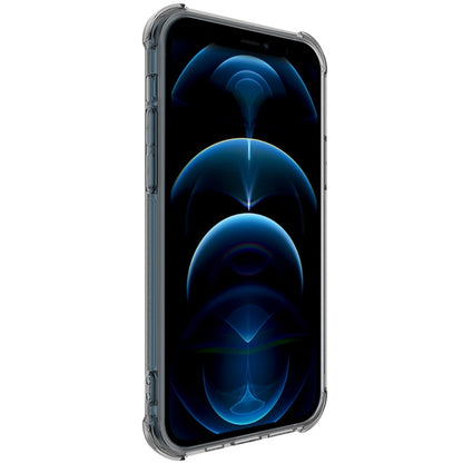 Shockproof TPU phone case, transparent with dark frame, snug fit around phone edges