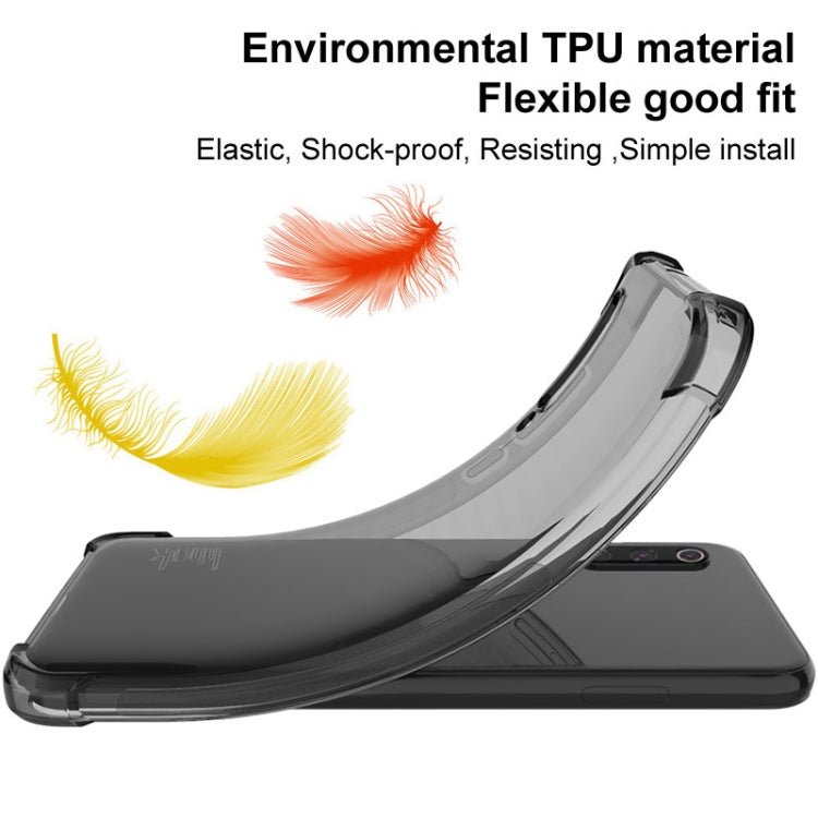 Shockproof TPU phone case with flexible bumper edge, dark transparent finish