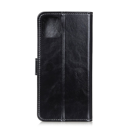 Black leather flip phone case with interior card slot and protective front cover